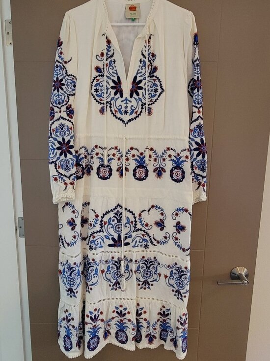 FARM Rio Dresses & Skirts - Farm Rio Blue Pineapple Tiered Maxi Dress